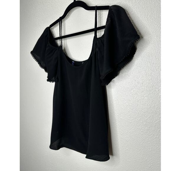 Rebecca Minkoff Aida Black Cold Shoulder Spaghetti Strap Blouse Top Small - Picture 6 of 14